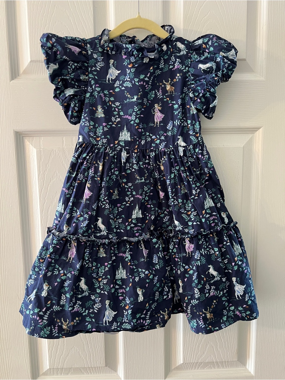 Disney x Janie and Jack Frozen Elsa Anna Navy Ruffle Tiered Dress Girls 4